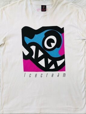 Vintage ICE CREAM Classic RUNNING DOG White Graphic T-Shirt - RARE - Pharrell